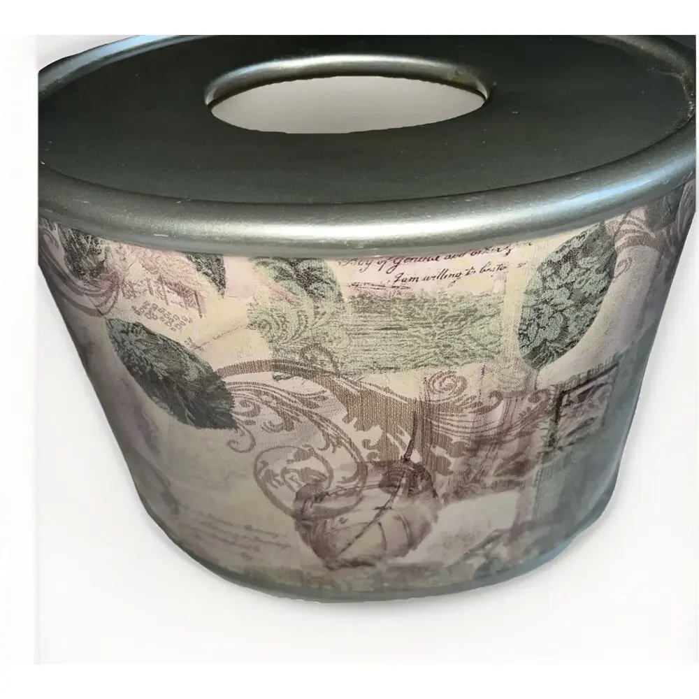 Croscill Memoirs Tissue Holder Box Silver Purple Tan Ceramic 8x6 Inches